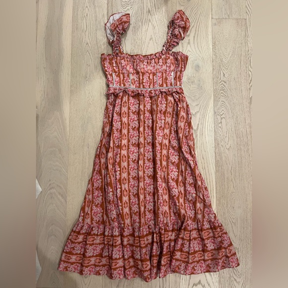 LUG VON SIGA Helena Printed Linen-blend Maxi Dress in Brick Red - Sz 10 / 42 - Picture 14 of 16